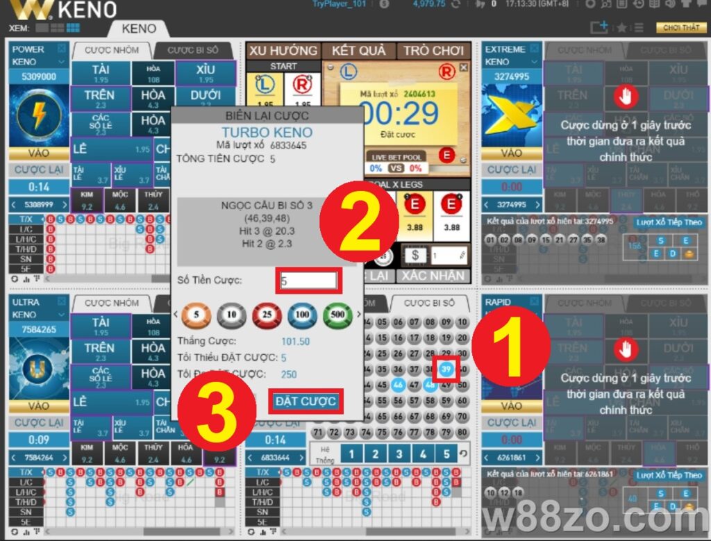 Hướng dẫn cách chơi Keno W88 - Thưởng 20% lên đến 4 TRIỆU (8)